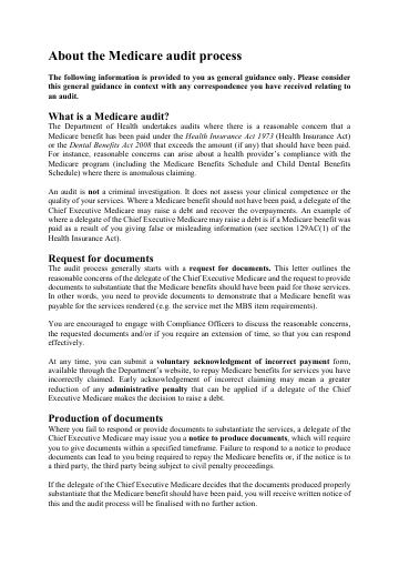 Cover of the MBS Audit fact sheet
