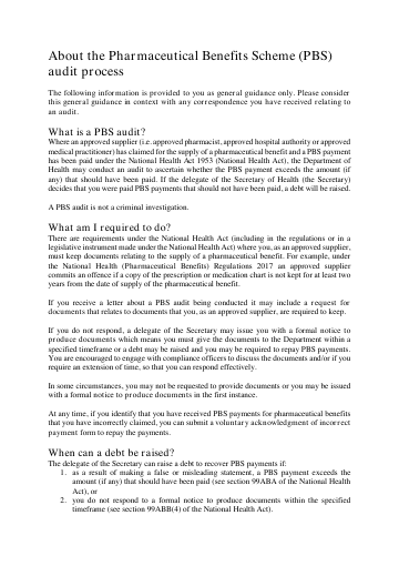 Cover of PBS Audit fact sheet