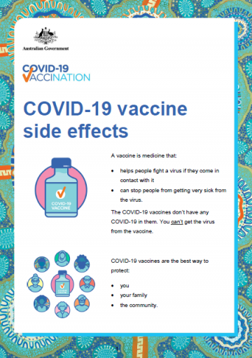 COVID-19 vaccination – Fact sheet – Side effects of COVID-19 vaccines (Aboriginal and Torres Strait Islander peoples)