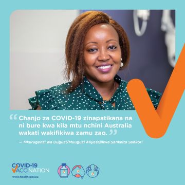 COVID-19 vaccination – Social – Chanjo za COVID-19 ni bure kwa kila mtu nchini Australia (COVID-19 vaccines are free for everyone in Australia)