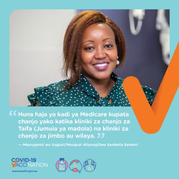 COVID-19 vaccination – Social – Chanjo za COVID-19 zinapatikana kwa kila mtu nchini Australia (COVID-19 vaccines are available for everyone in Australia)