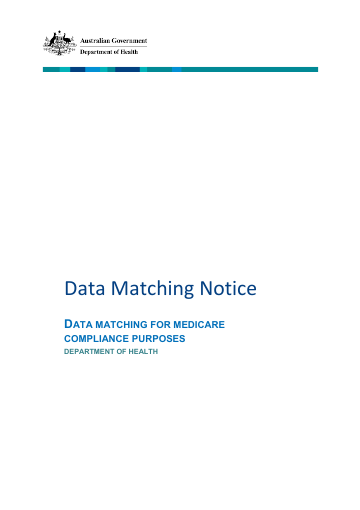 Cover of Data Matching Notice