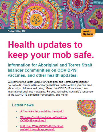 Key updates for Aboriginal and Torres Strait Islander communities – 21 May 2021