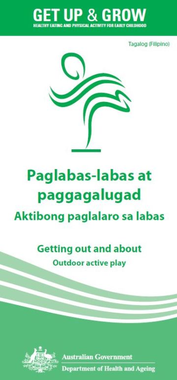 Cover image for Paglabas-labas at paggagalugad Aktibong paglalaro sa labas (Getting out and about – outdoor active play)