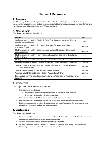 Cover of the PPC Roundtable ToR