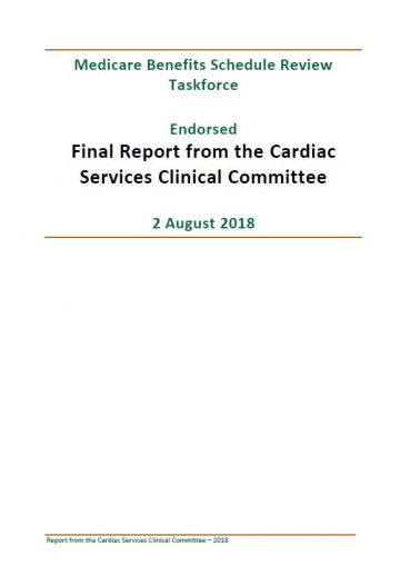 Cover image of Taskforce-endorsed report – Cardiac Services Clinical Committee