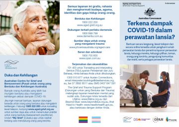 Coronavirus (COVID-19) – Terkena dampak COVID-19 dalam perawatan lansia? (Grief and Trauma Support Services – Brochure)