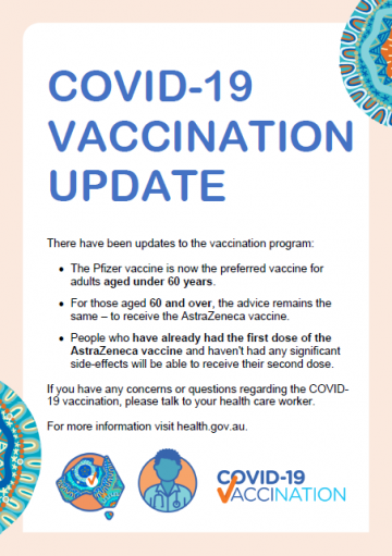 COVID-19 vaccination – Poster – Updated information for Aboriginal and Torres Strait Islander Vaccine Providers