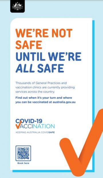 COVID-19 vaccination – print ad – We're not safe until we're safe