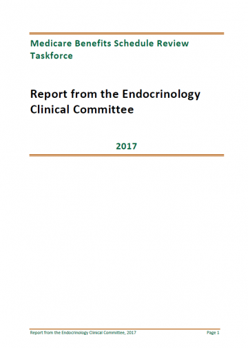 Cover image of final clinical committee report for Endocrinology