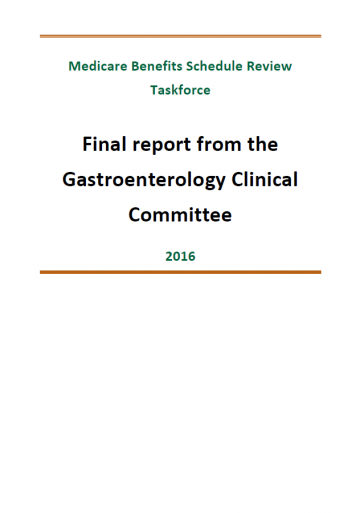 Cover image of final clinical committee report for Gastroenterology