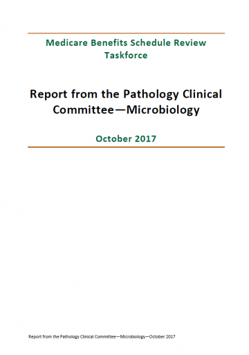 Cover image of final clinical committee report for Pathology – Microbiology