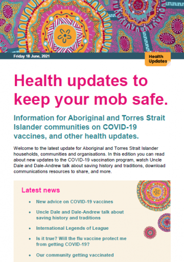 Key updates for Aboriginal and Torres Strait Islander communities – 18 June 2021