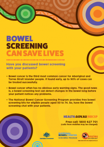 Indigenous bowel screening A3 poster for health professionals