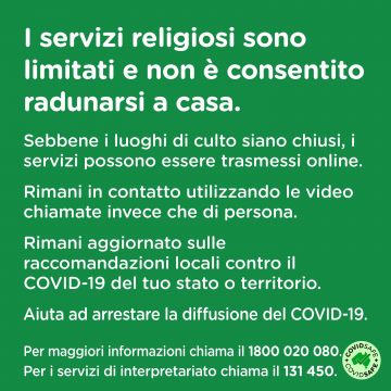 COVID-19 vaccination – Social – Funzioni religiose durante il coronavirus (Religious services during COVID-19 outbreaks)