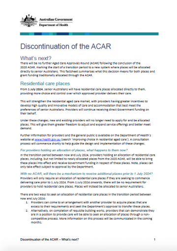 Discontinuation of the ACAR cover image