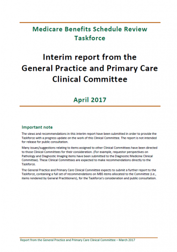 Report from the General Practice and Primary Care Clinical Committee – Phase 1