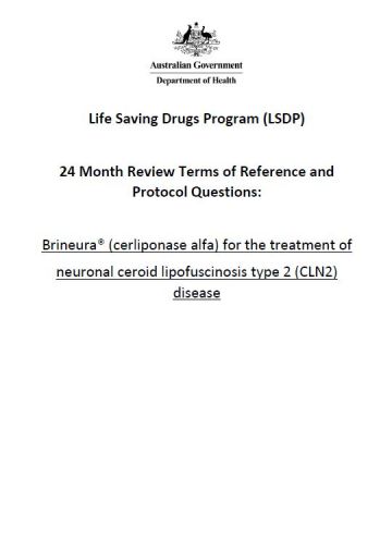 Cerliponase alfa terms of reference and protocol questions Australian