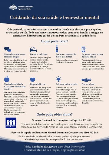 Coronavirus Covid 19 Cuidando Da Sua Saude E Bem Estar Mental Looking After Your Mental Health And Wellbeing Australian Government Department Of Health