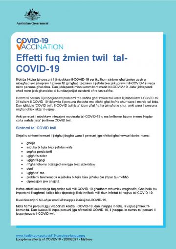 COVID-19 vaccination u2013 Effetti fuq żmien twil tal-COVID-19 (Long 