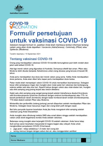 Covid 19 Vaccination Formulir Persetujuan Untuk Vaksinasi Covid 19 Consent Form For Covid 19 Vaccination Australian Government Department Of Health<script async src=