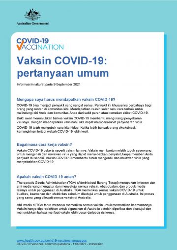 Covid 19 Vaccination Vaksin Covid 19 Pertanyaan Umum Covid 19 Vaccines Common Questions Australian Government Department Of Health<script async src=
