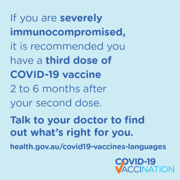 COVID-19 vaccination – Social – Third COVID-19 vaccine doses for immunocompromised people
