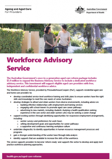 Workforce advisory service fact sheet cover image
