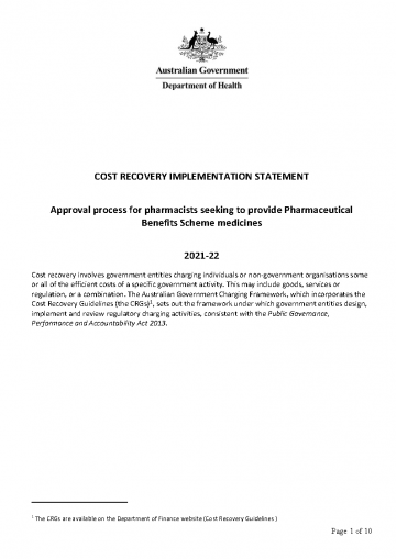 Cost Recovery Implementation Statement 2021-2022