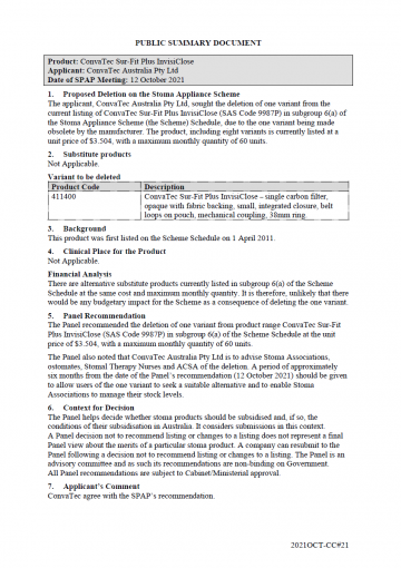 ConvaTec Esteem InvisiClose – SAS Code 9987P
