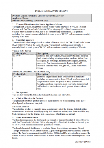 Dansac NovaLife 1 Closed Convex with EasiView – SAS Code 80017K
