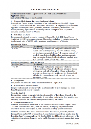 Dansac NovaLife 1 Open Convex GX+ with EasiView and Clear – SAS Code 80048C