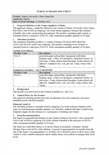 Dansac NovaLife 1 Piece Open Flat – SAS Code 3954D