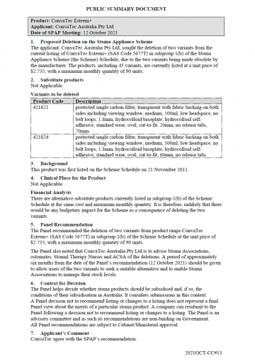 Public Summary Document - ConvaTec Esteem Synergy 