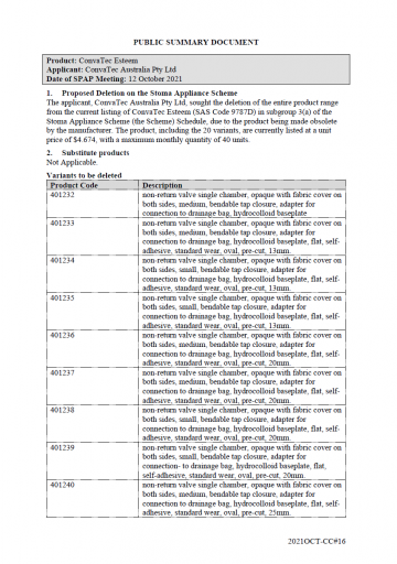 Public Summary Document - ConvaTec Esteem