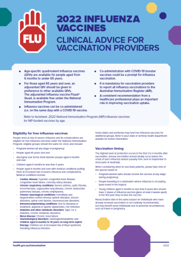 thumbnail image of clinical advice for vaccination providers 2022