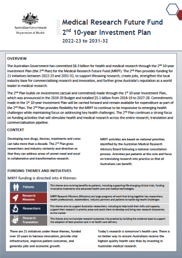 Overview and context – MRFF Funding Themes and Initiatives