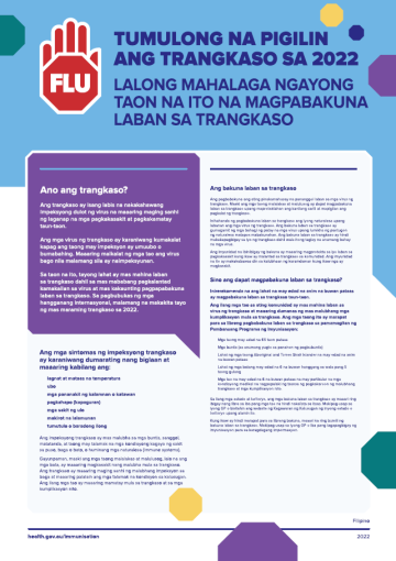 Influenza brochure cover - Tagalog