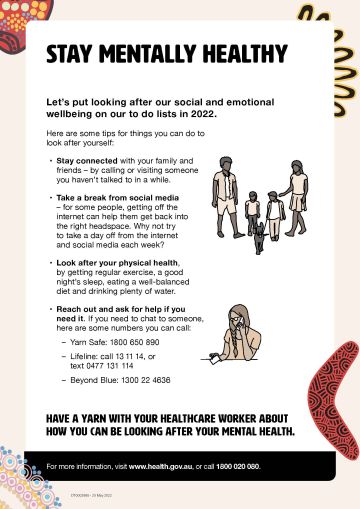 Coronavirus (COVID-19) – Stay mentally healthy (Aboriginal and Torres Strait Islander people)