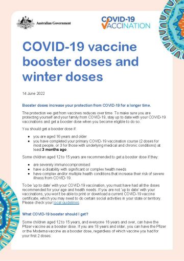 COVID-19 vaccination – Booster doses and winter doses (Aboriginal and Torres Strait Islander people)