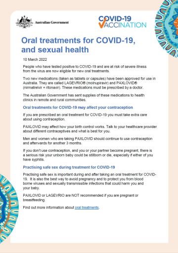 Oral treatments for COVID-19, and sexual health