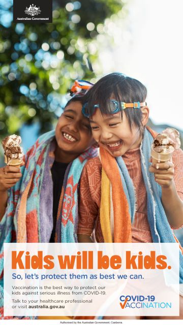 COVID-19 vaccination – out-of-home-ad – kids will be kids (ice cream)