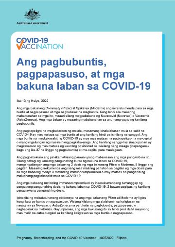 Ang pagbubuntis, pagpapasuso, at mga bakuna laban sa COVID-19