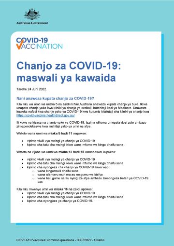 Chanjo za COVID-19: maswali ya kawaida