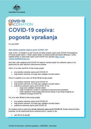 COVID-19 cepiva: pogosta vprašanja