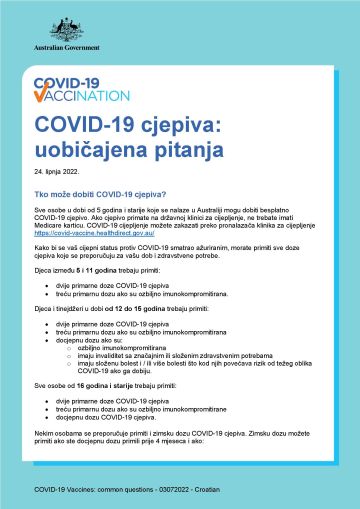 COVID-19 cjepiva: uobičajena pitanja