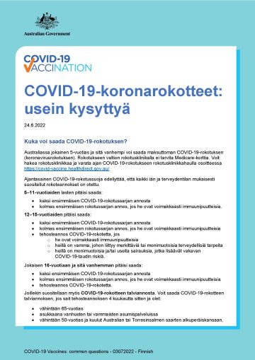 COVID-19-koronarokotteet: usein kysyttyä