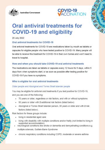 Oral treatments for COVID-19 and eligibility (Aboriginal and Torres Strait Islander people)