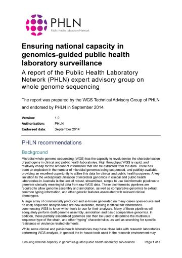 Ensuring national capacity in genomics-guided public health laboratory surveillance