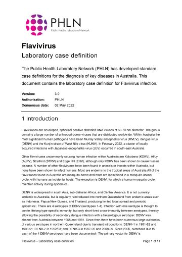 Flavivirus – Laboratory case definition – cover